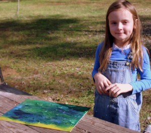 Marley and my ocean painting