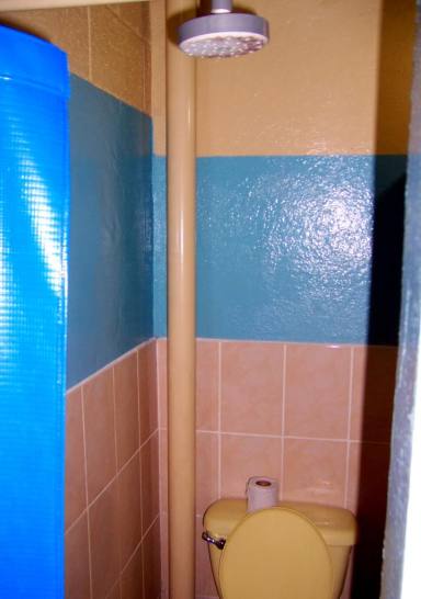 Interesting se of a small space. Hostel El Salvador bus station.